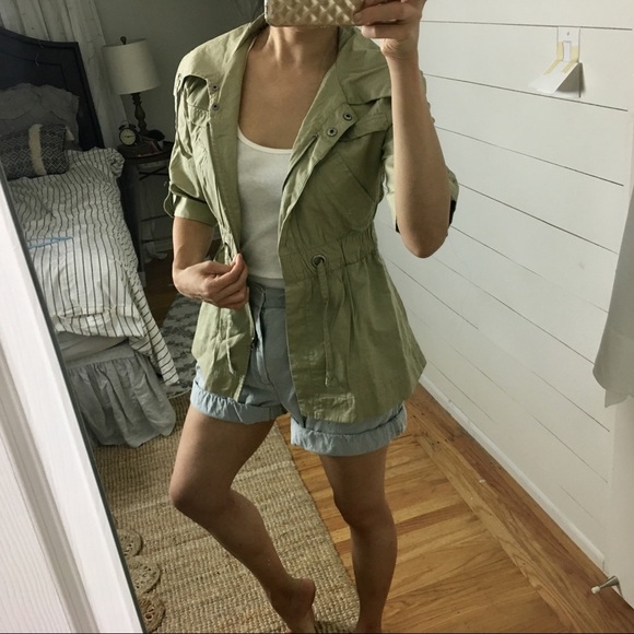 ❌SOLD❌ tulle khaki utility jacket trench coat - Picture 5 of 8